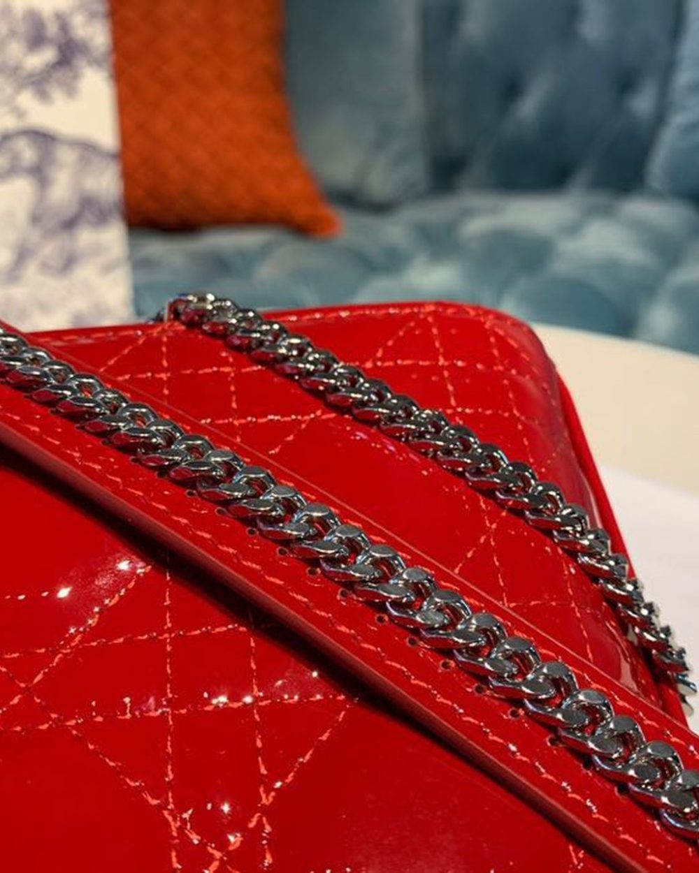 1:1 Replica Christian Dior Mini Lady Dior Bag with Chain Silver Hardware Spring/Summer Collection, Red, For Women Women’s Handbags, 18cm CD M0505OCAL_M52R