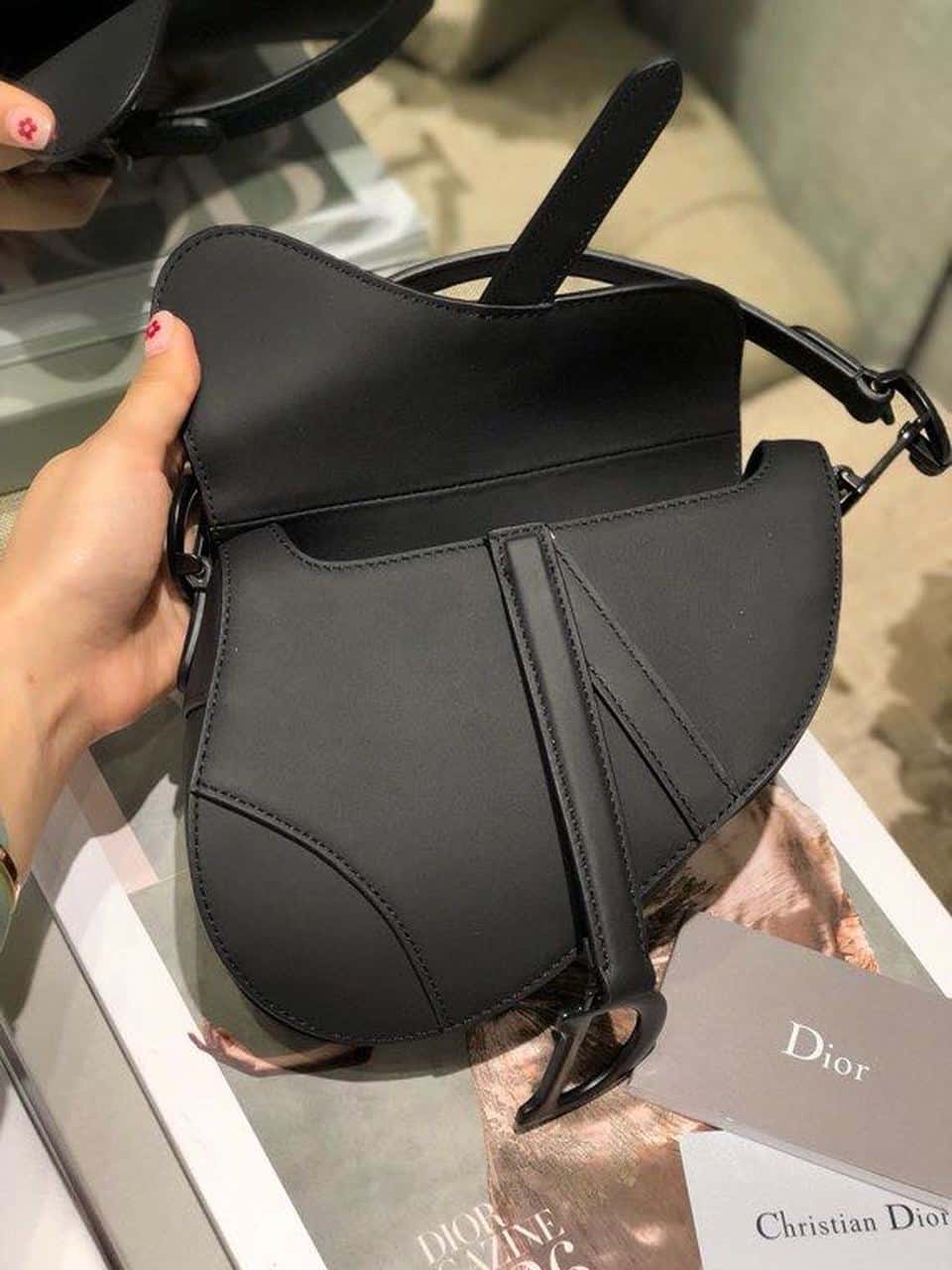 1:1 Replica Christian Dior Mini Saddle Bag Black Ultramatte For Women 19.5cm/7.6in CD - Image 7
