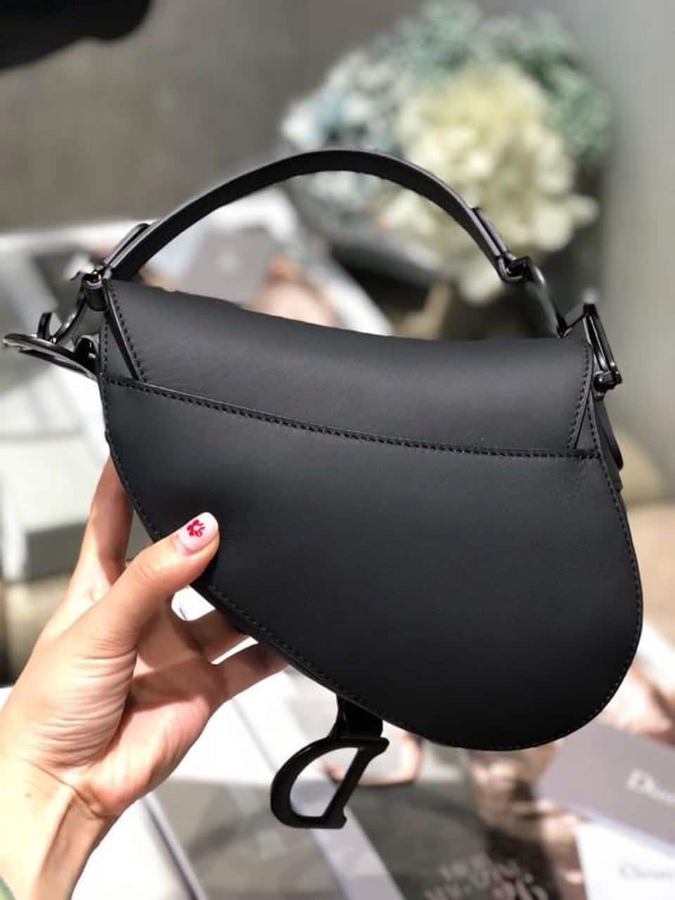 1:1 Replica Christian Dior Mini Saddle Bag Black Ultramatte For Women 19.5cm/7.6in CD - Image 4