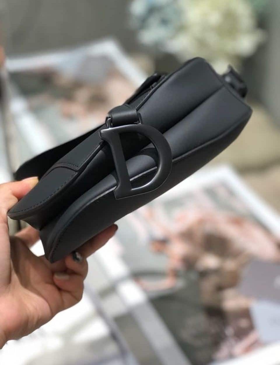 1:1 Replica Christian Dior Mini Saddle Bag Black Ultramatte For Women 19.5cm/7.6in CD