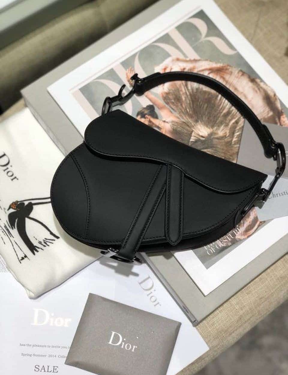 1:1 Replica Christian Dior Mini Saddle Bag Black Ultramatte For Women 19.5cm/7.6in CD