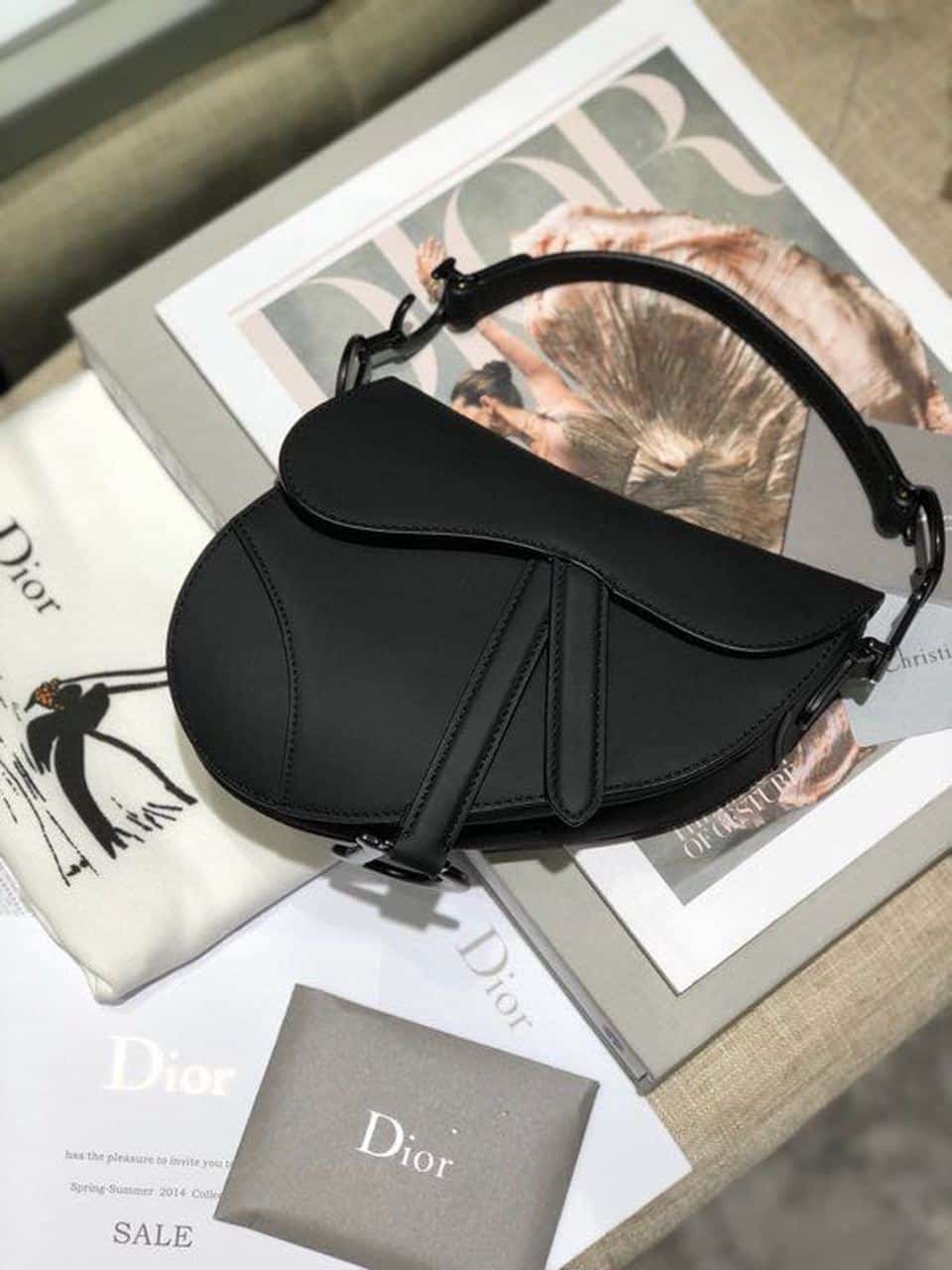 1:1 Replica Christian Dior Mini Saddle Bag Black Ultramatte For Women 19.5cm/7.6in CD - Image 10
