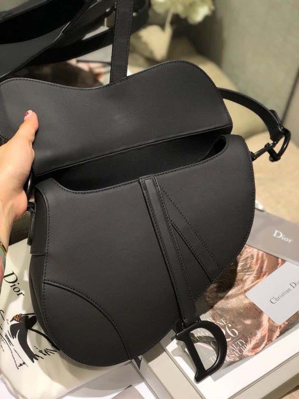 1:1 Replica Christian Dior Saddle Bag Black For Women 10in/26cm CD M0446SLLO_M989 - Image 8