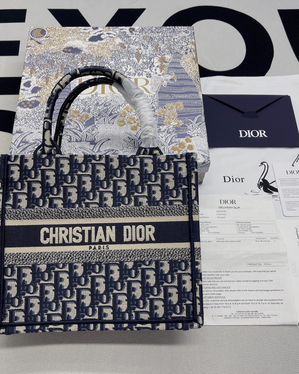 1:1 Replica Christian Dior Small Dior Book Tote Blue, For Women, Women’s Handbags 26.5cm/10.5in CD M1265ZRIW_M928