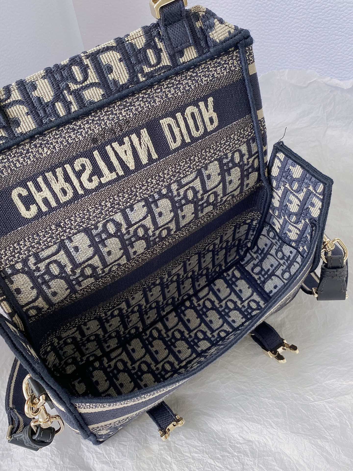 1:1 Replica Christian Dior Small DIORCAMP Bag Blue Dior Oblique Embroidery, Blue, For Women Women's Handbags, Shoulder Bags, Crossbody Bags, 23cm CD M1241ORIW_M928 - Image 3