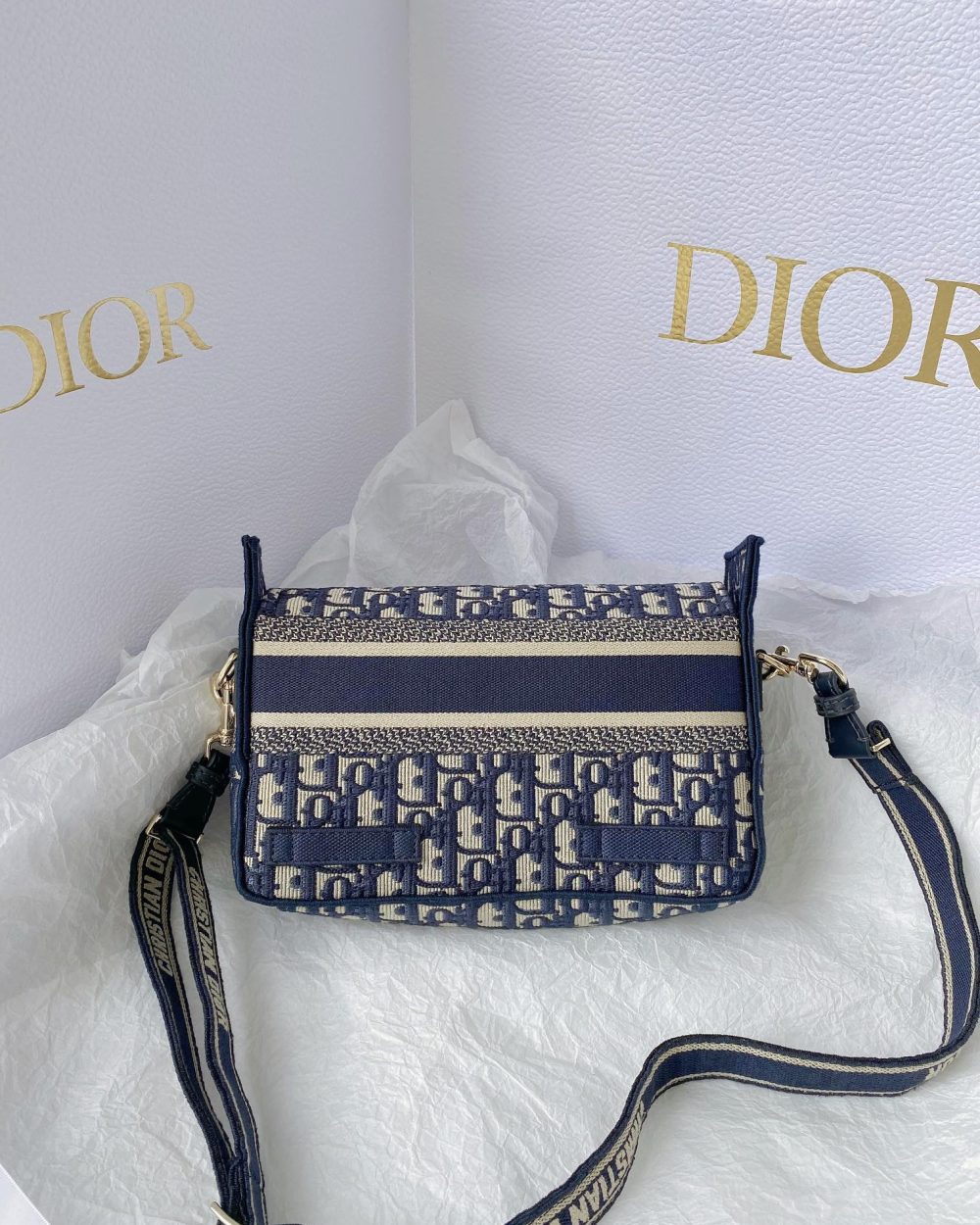 1:1 Replica Christian Dior Small DIORCAMP Bag Blue Dior Oblique Embroidery, Blue, For Women Women's Handbags, Shoulder Bags, Crossbody Bags, 23cm CD M1241ORIW_M928