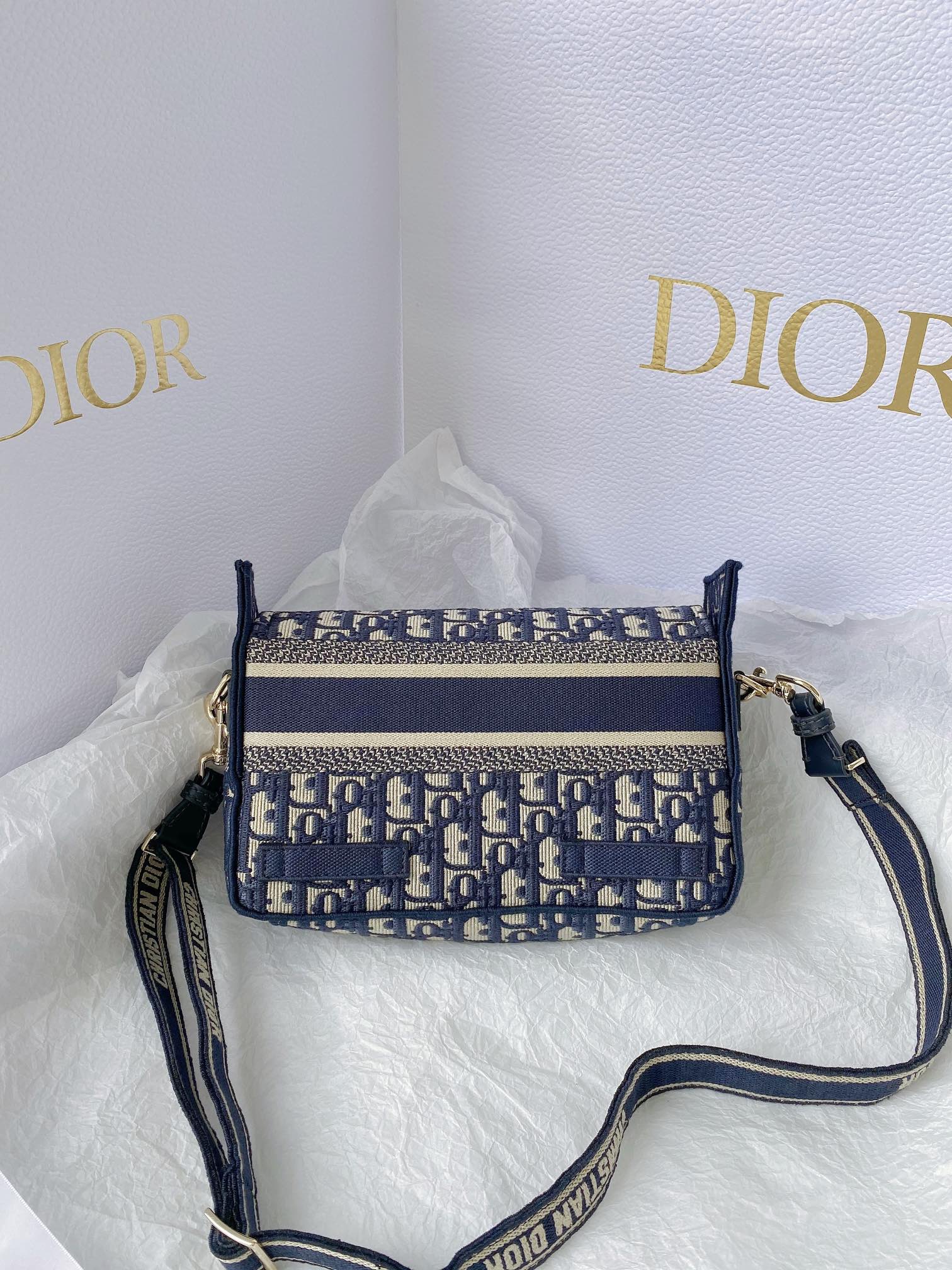 1:1 Replica Christian Dior Small DIORCAMP Bag Blue Dior Oblique Embroidery, Blue, For Women Women's Handbags, Shoulder Bags, Crossbody Bags, 23cm CD M1241ORIW_M928 - Image 6