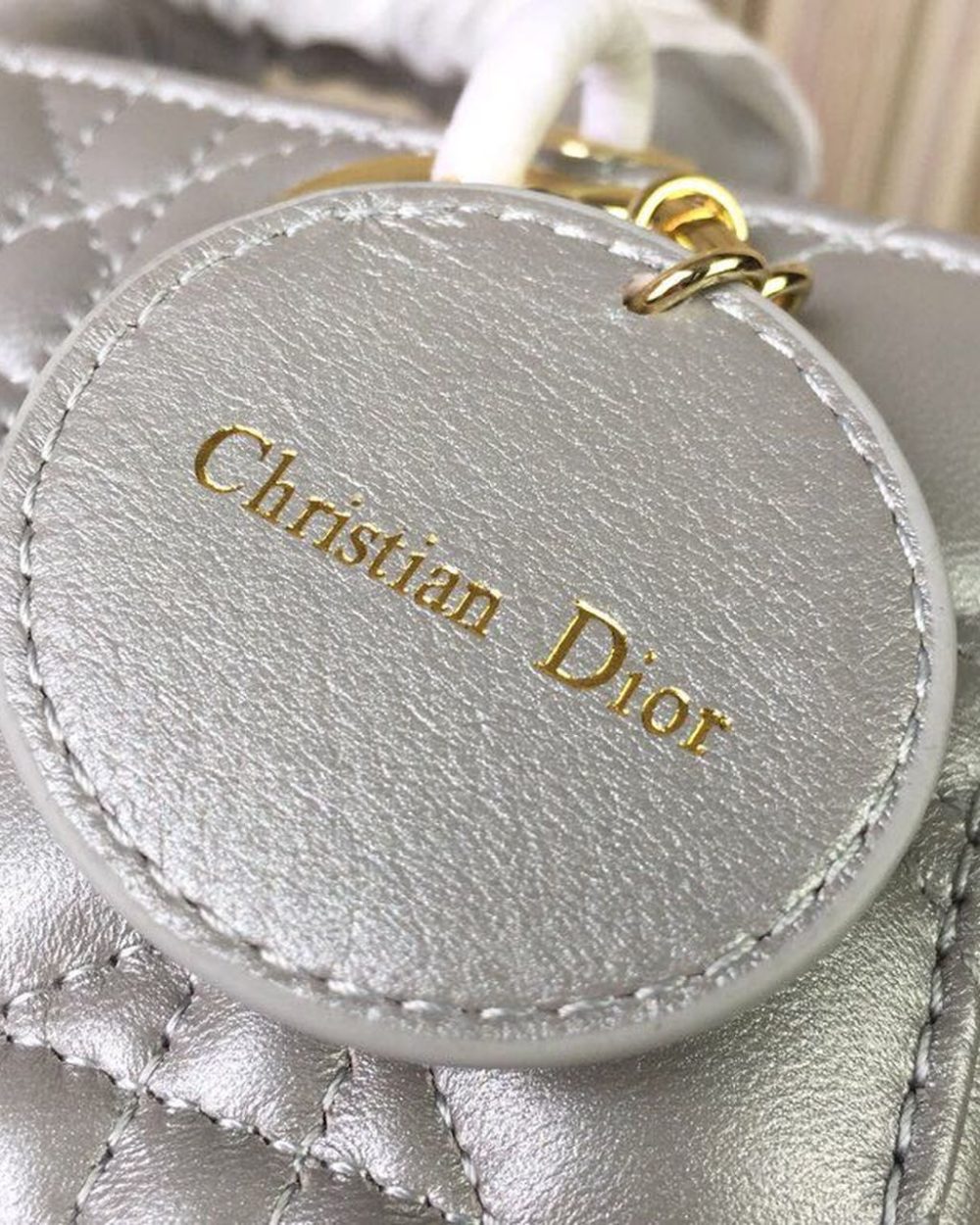 1:1 Replica Christian Dior Small Lady Dior Bag Gold Toned Hardware Pearl Silver White For Women 8in/20cm CD