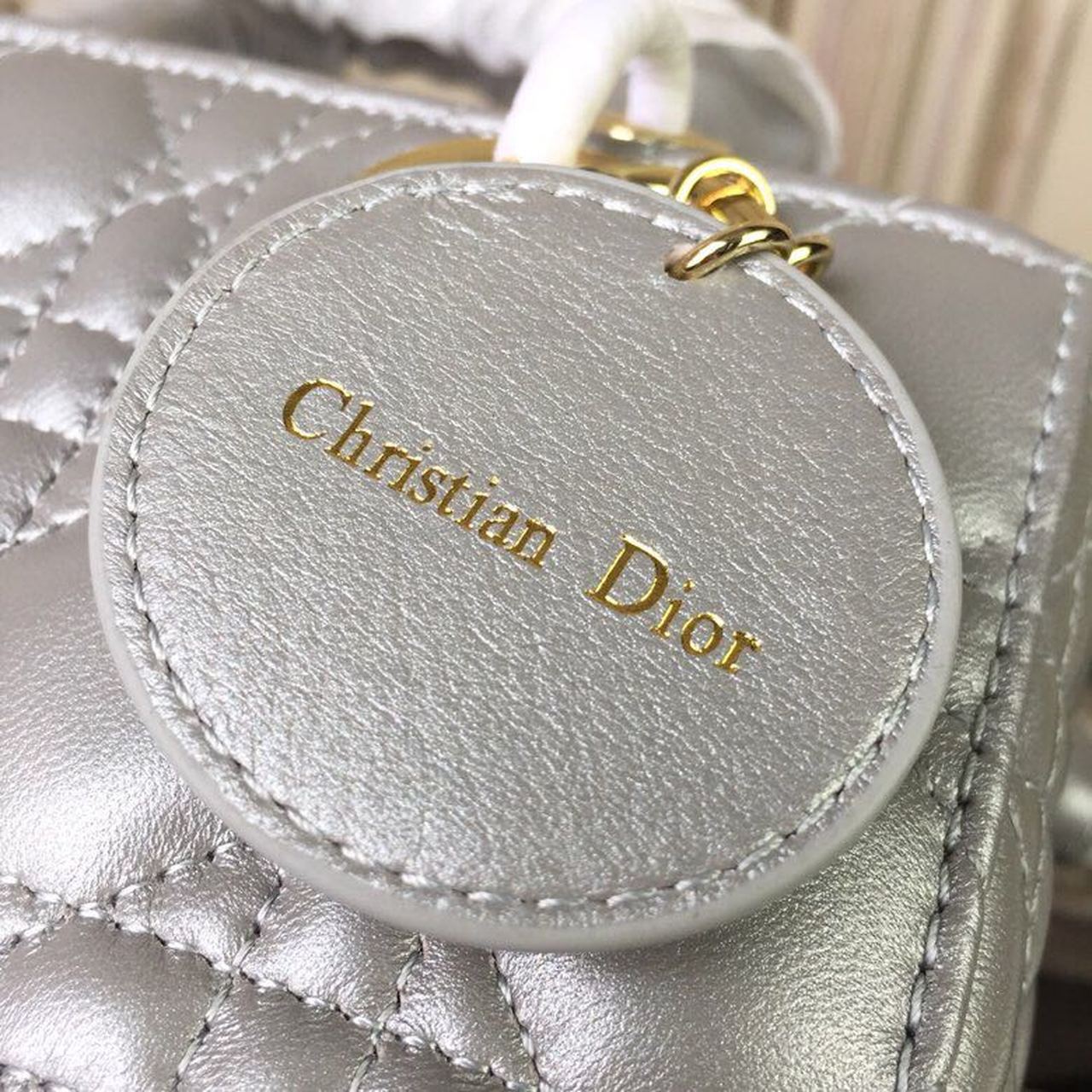 1:1 Replica Christian Dior Small Lady Dior Bag Gold Toned Hardware Pearl Silver White For Women 8in/20cm CD - Image 11