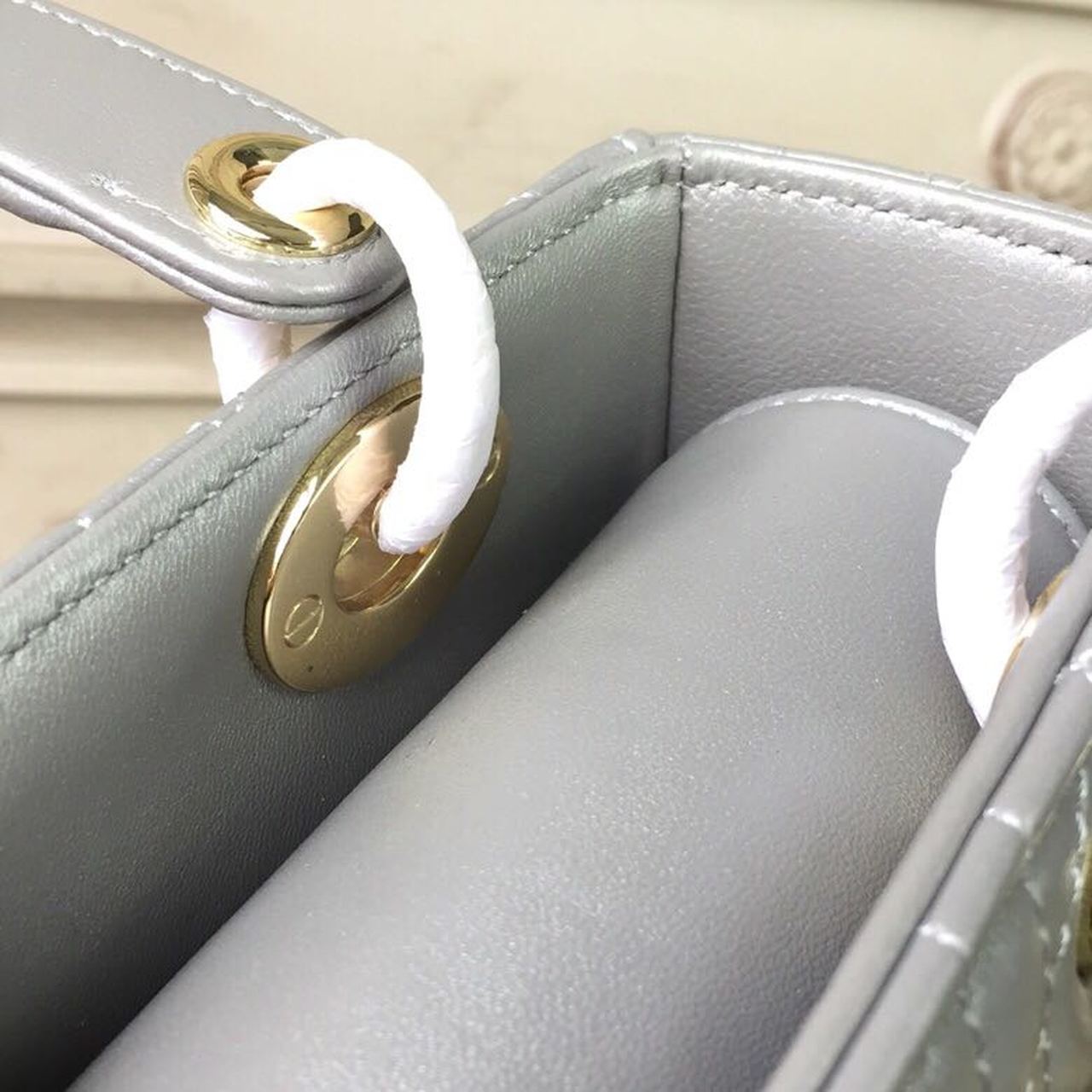 1:1 Replica Christian Dior Small Lady Dior Bag Gold Toned Hardware Pearl Silver White For Women 8in/20cm CD - Image 10