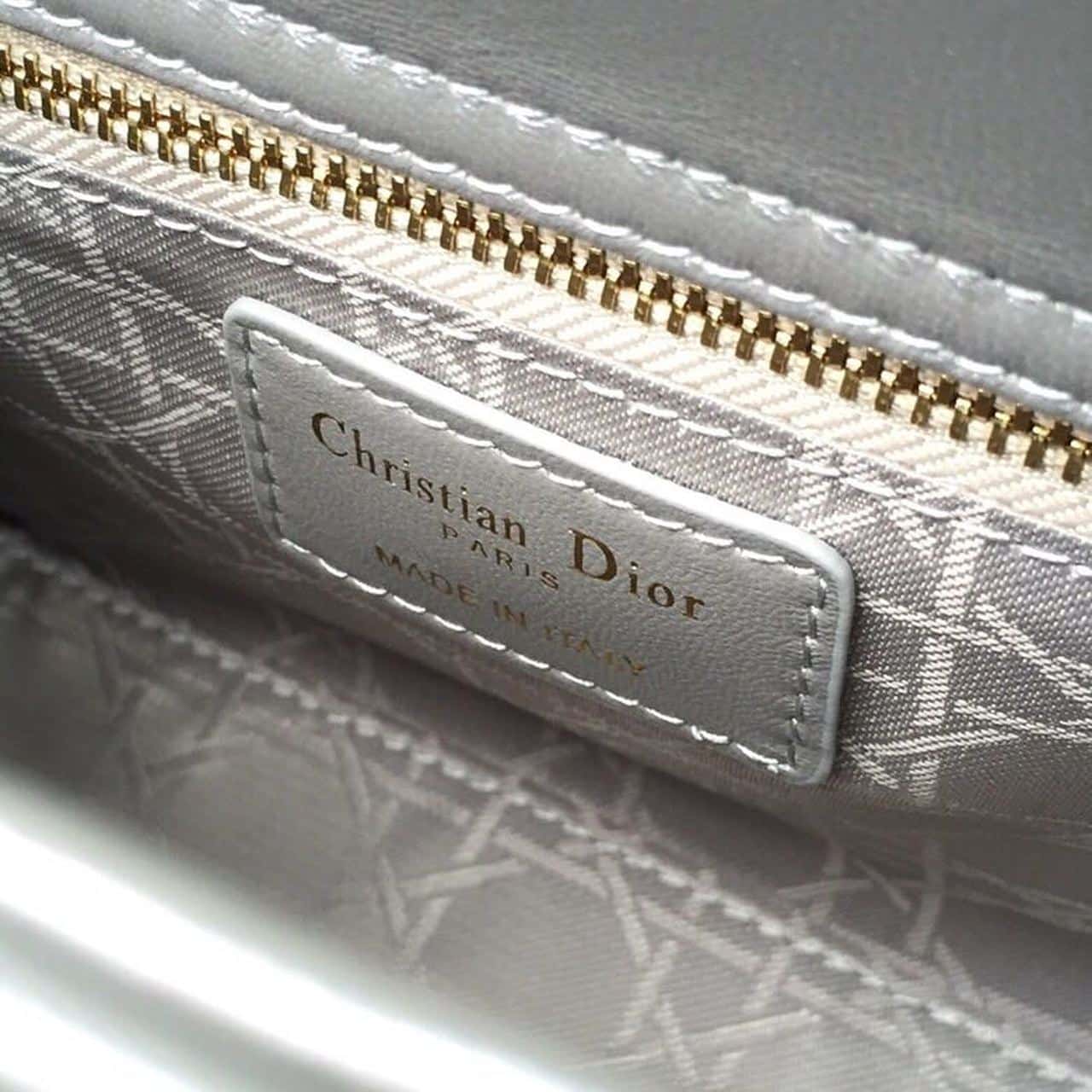 1:1 Replica Christian Dior Small Lady Dior Bag Gold Toned Hardware Pearl Silver White For Women 8in/20cm CD - Image 15