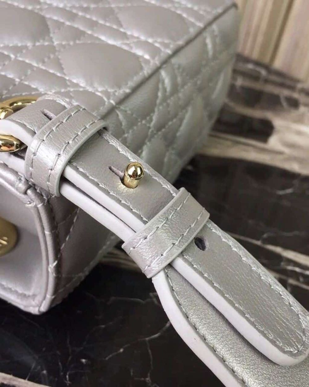 1:1 Replica Christian Dior Small Lady Dior Bag Gold Toned Hardware Pearl Silver White For Women 8in/20cm CD