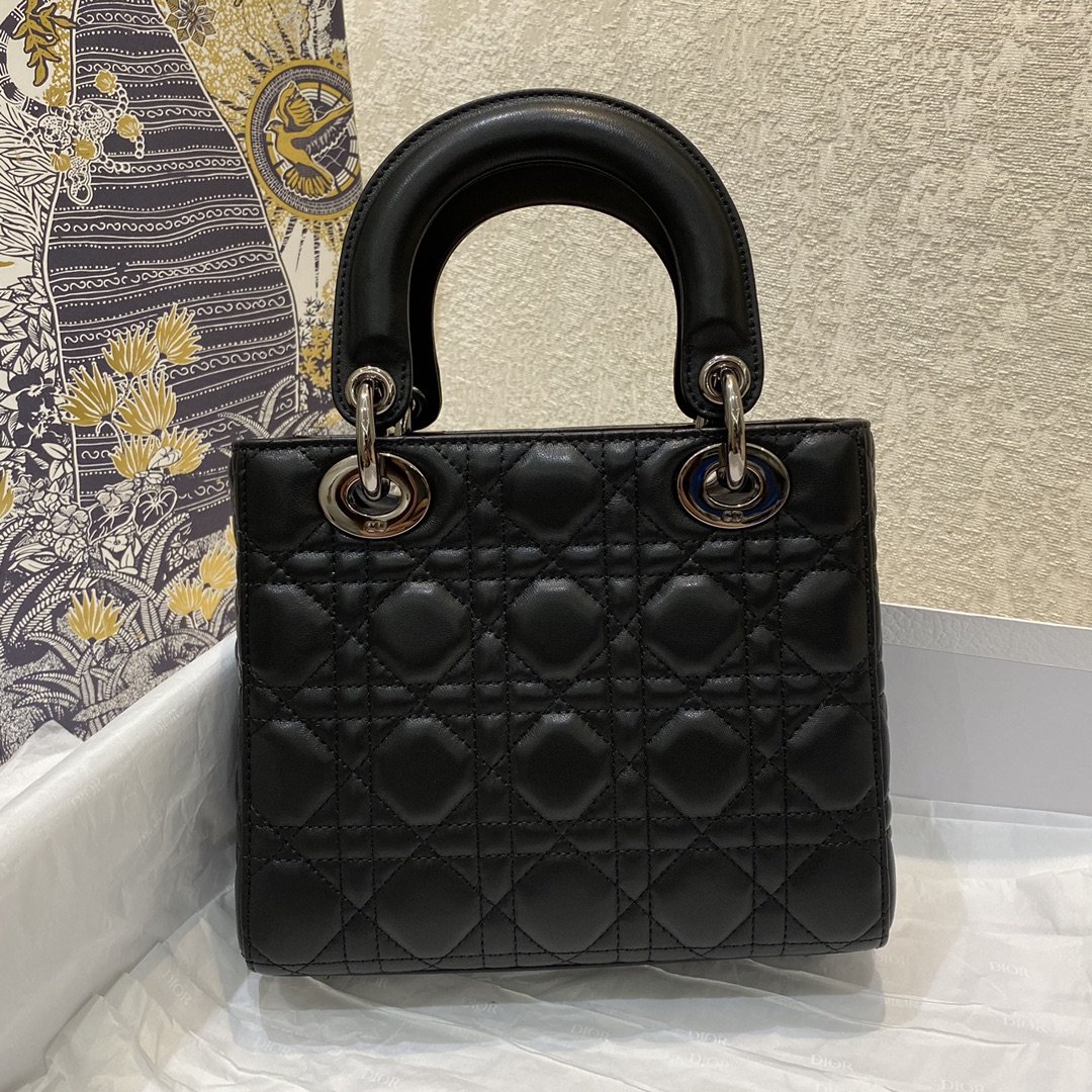 1:1 Replica Christian Dior Small Lady Dior Bag Silver Hardware, Black, For Women Women’s Handbags, Crossbody Bags, 20cm CD - Image 3