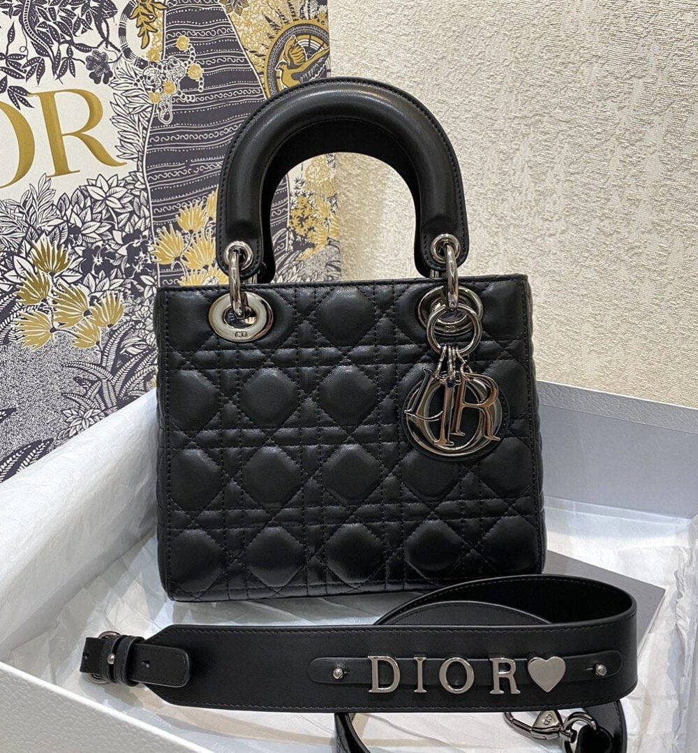 1:1 Replica Christian Dior Small Lady Dior Bag Silver Hardware, Black, For Women Women’s Handbags, Crossbody Bags, 20cm CD