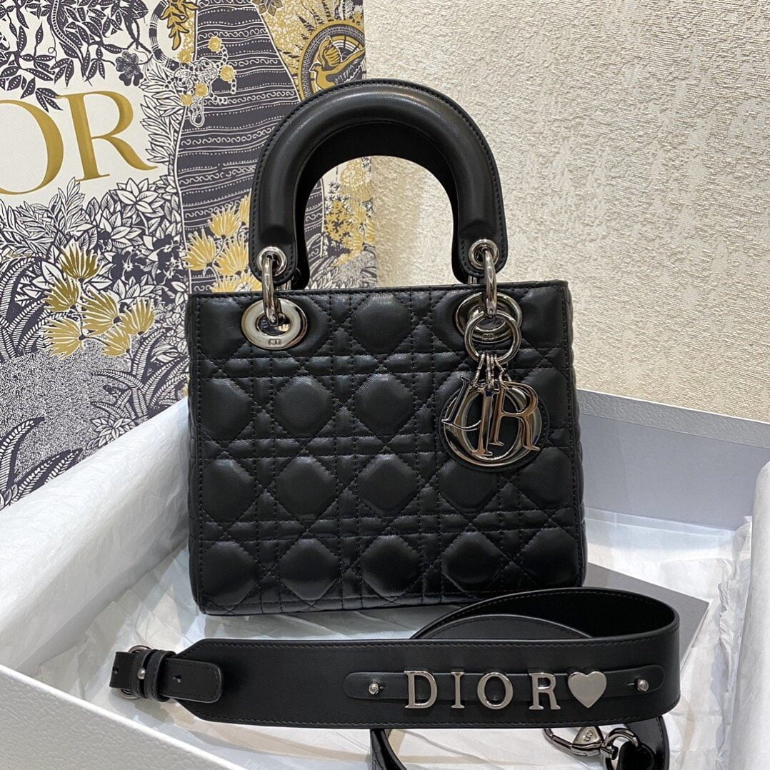 1:1 Replica Christian Dior Small Lady Dior Bag Silver Hardware, Black, For Women Women’s Handbags, Crossbody Bags, 20cm CD