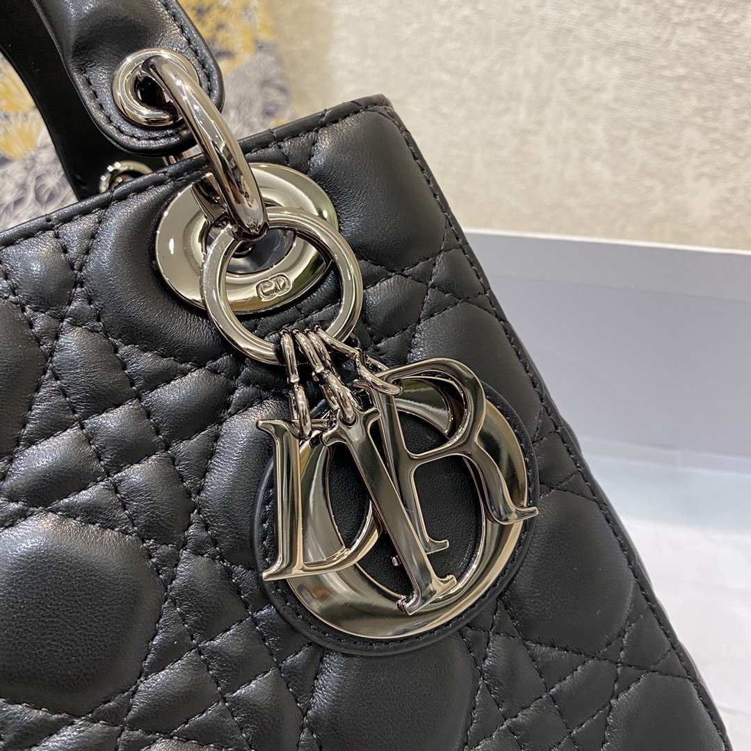 1:1 Replica Christian Dior Small Lady Dior Bag Silver Hardware, Black, For Women Women’s Handbags, Crossbody Bags, 20cm CD - Image 4