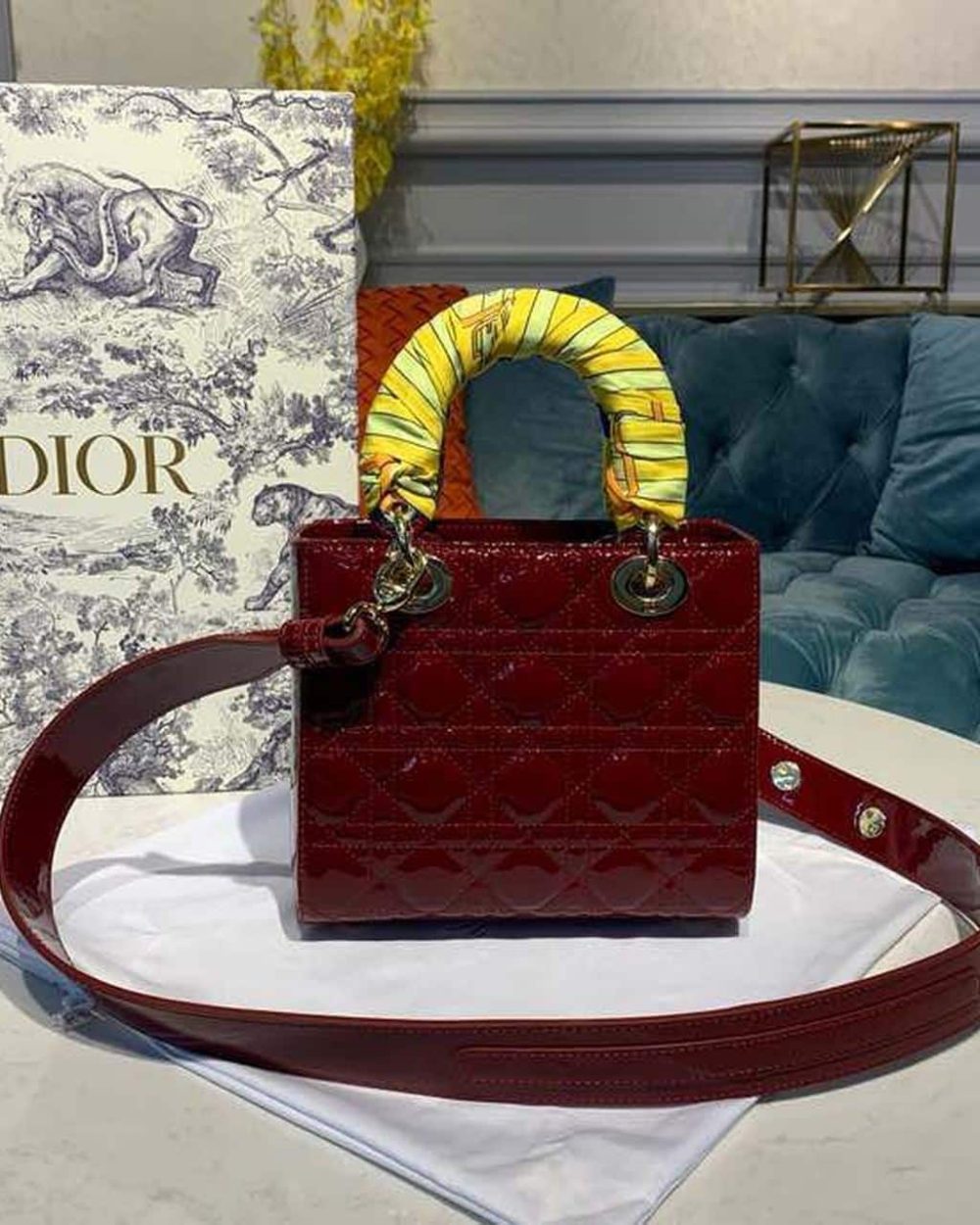 1:1 Replica Christian Dior Small Lady Dior Bag with Chain Gold Toned Hardware Burgundy For Women 20cm/8in CD M0538OWCB_M323
