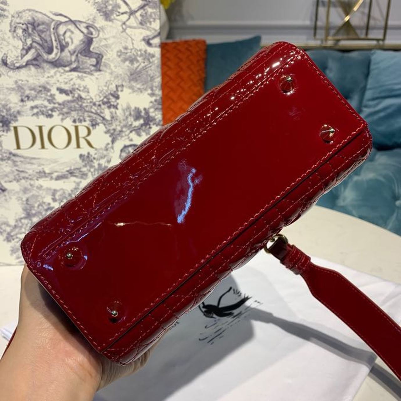 1:1 Replica Christian Dior Small Lady Dior Bag with Chain Gold Toned Hardware Burgundy For Women 20cm/8in CD M0538OWCB_M323 - Image 6