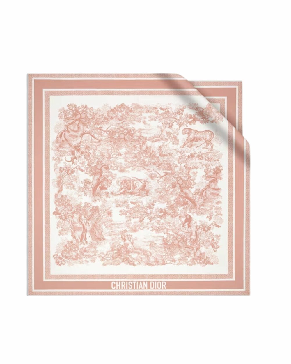Christian Dior Toile De Jouy Sauvage 90 Square Scarf Ivory And Pink - 15JOU090I602_C420