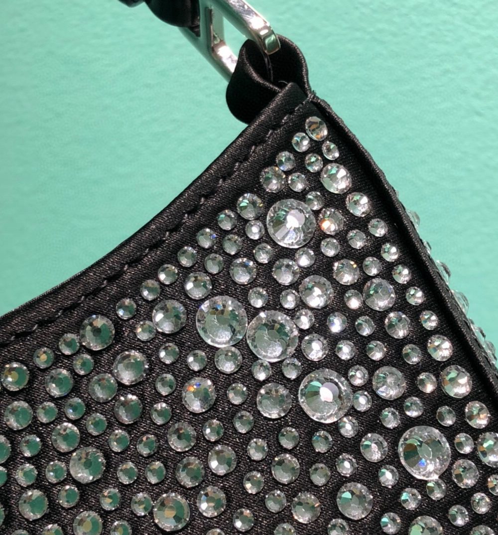 Cleo Satin Bag With Crystals In Black/Gold Tone For Women 8.6in/ 22cm 1BC169_2AWL_F063R_V_HOO