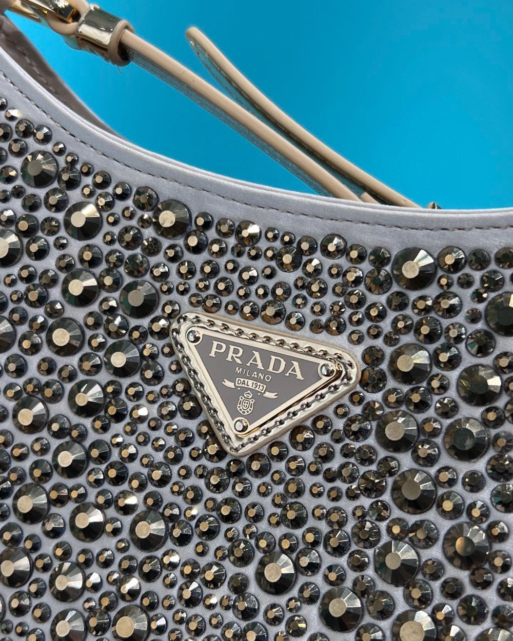 Cleo Satin Bag With Crystals In Black/Gold Tone For Women 8.6in/ 22cm 1BC169_2AWL_F063R_V_HOO