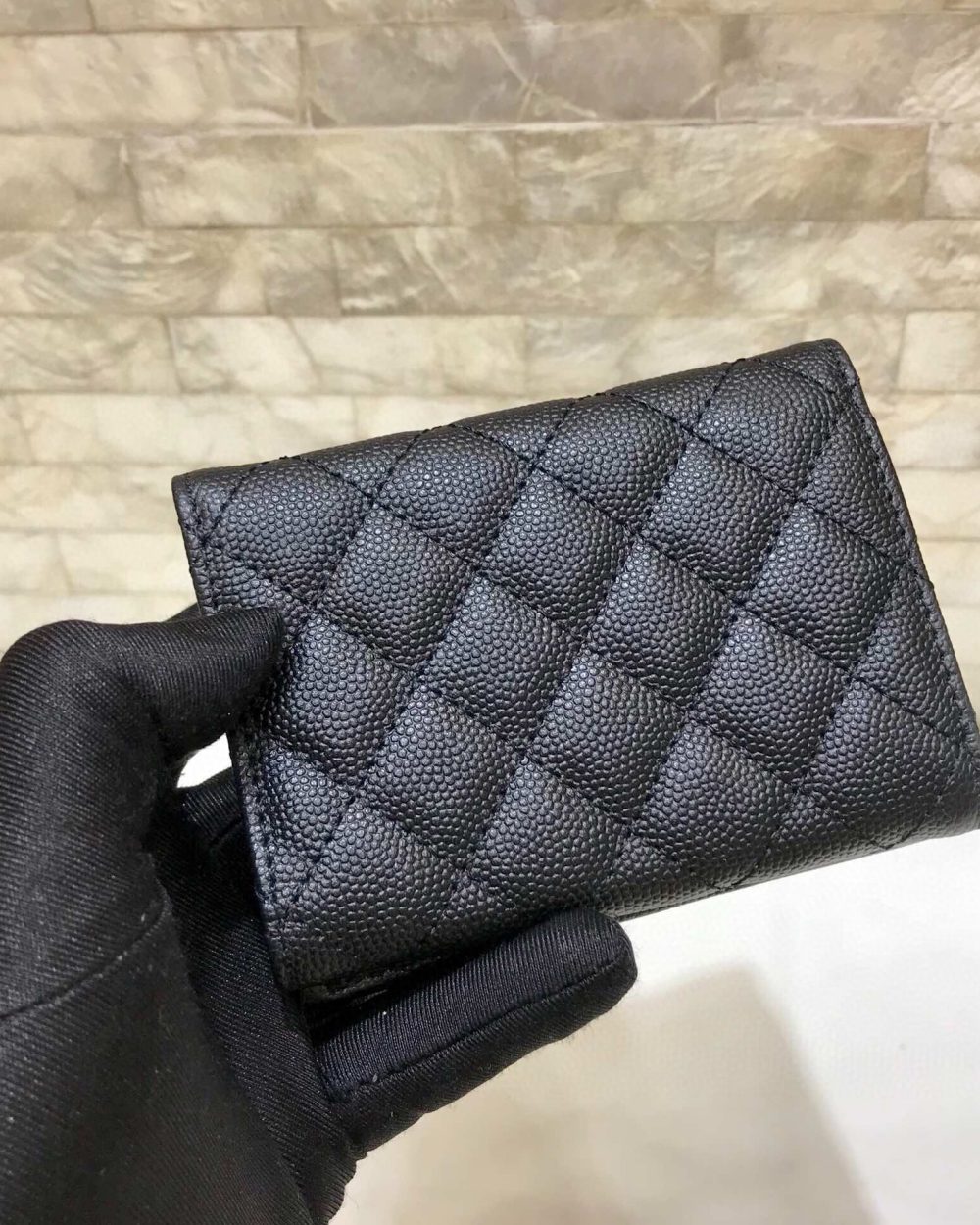 1:1 Replica CO-CO Chanel Flap Card Holder Wallet With Gold Toned Hardware 11cm