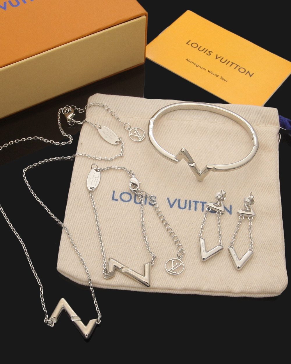 Combine List Of Louis Vuitton Volt Upside Down Bracelets Earrings And Necklace