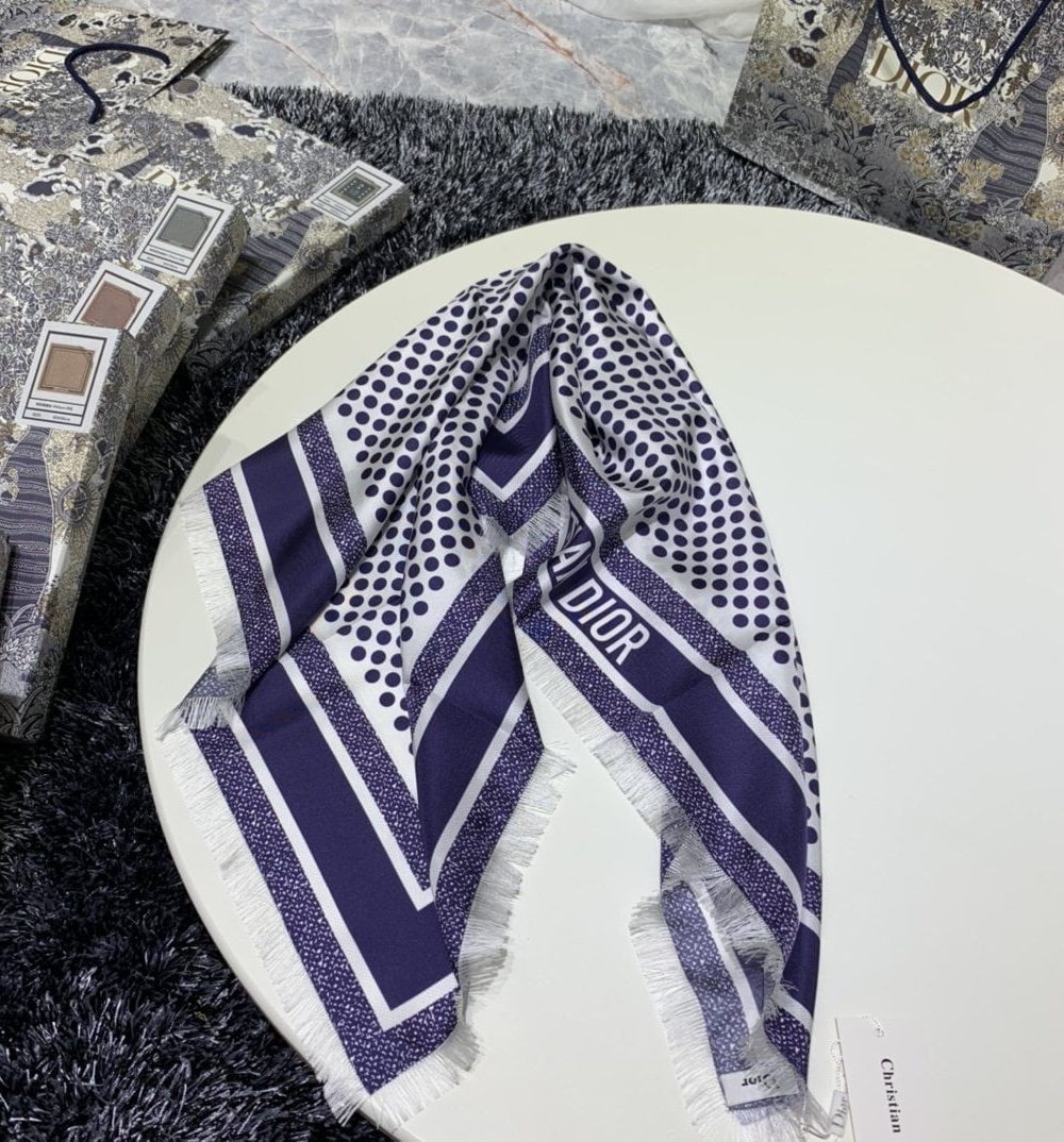 Dior D-Cannage 90 Square Scarf Blue 35in/90cm 