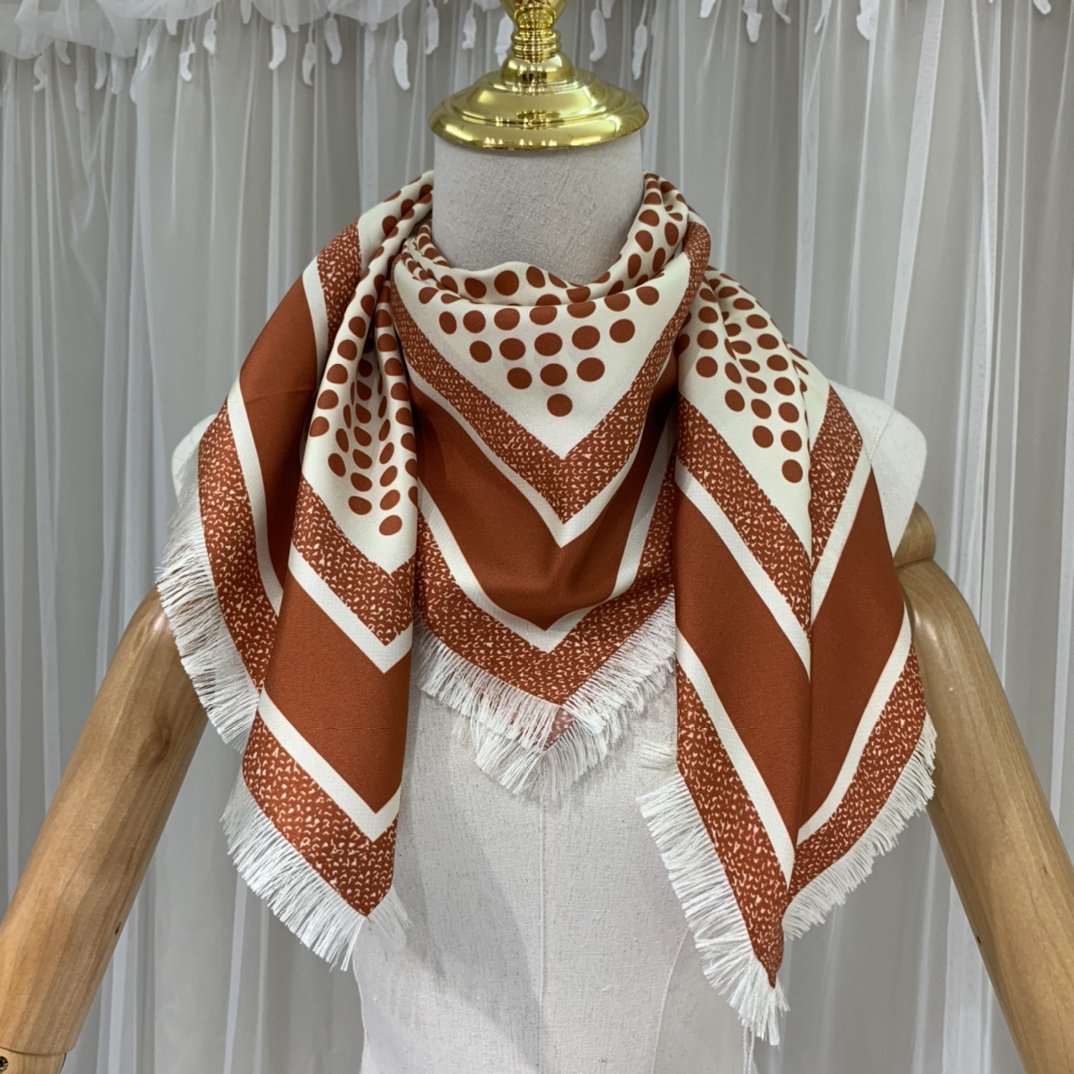 Dior D-Cannage 90 Square Scarf Brown 35in/90cm