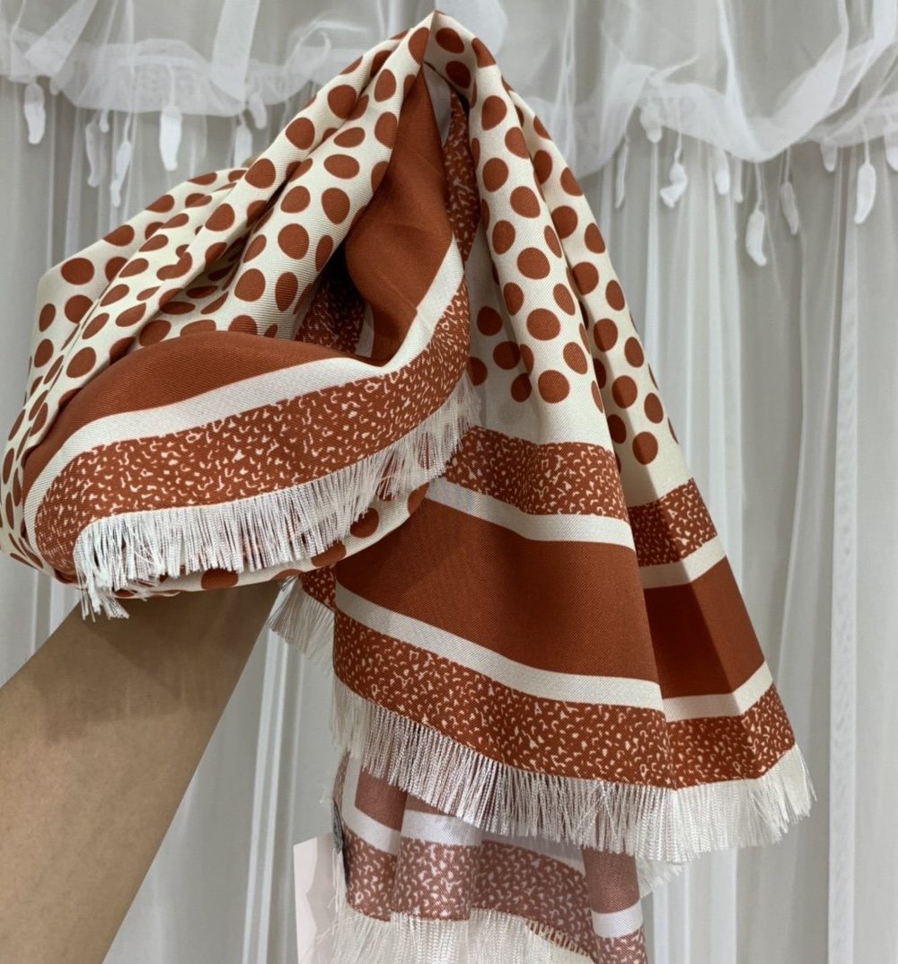 Dior D-Cannage 90 Square Scarf Brown 35in/90cm 