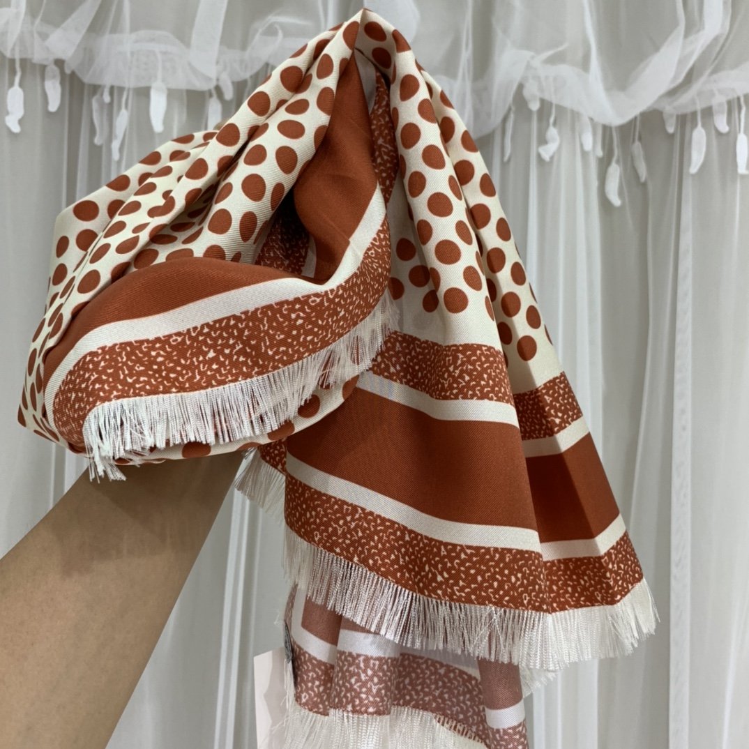 Dior D-Cannage 90 Square Scarf Brown 35in/90cm - Image 6