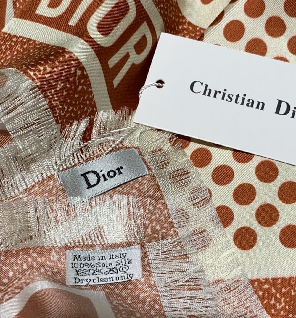 Dior D-Cannage 90 Square Scarf Brown 35in/90cm 