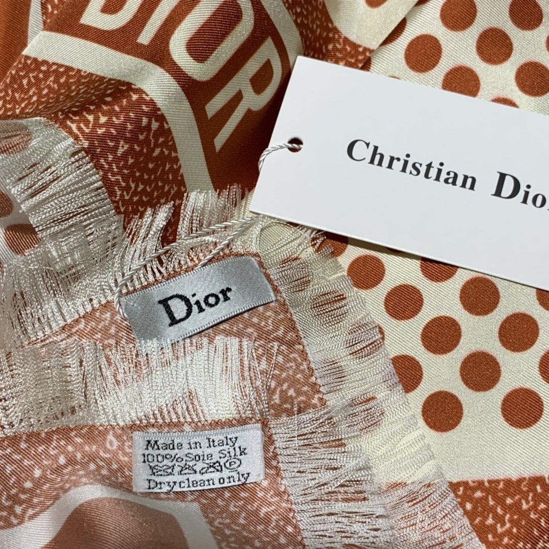 Dior D-Cannage 90 Square Scarf Brown 35in/90cm - Image 5