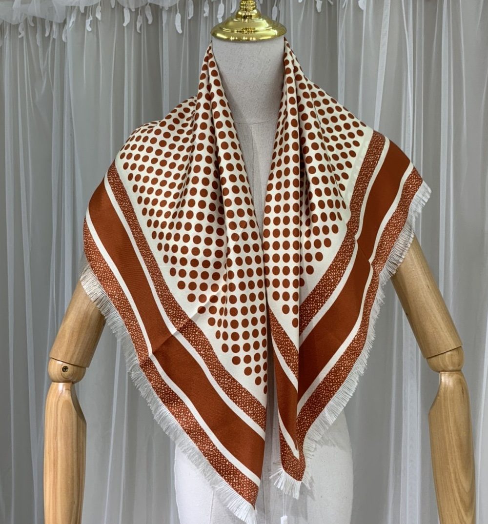 Dior D-Cannage 90 Square Scarf Brown 35in/90cm 