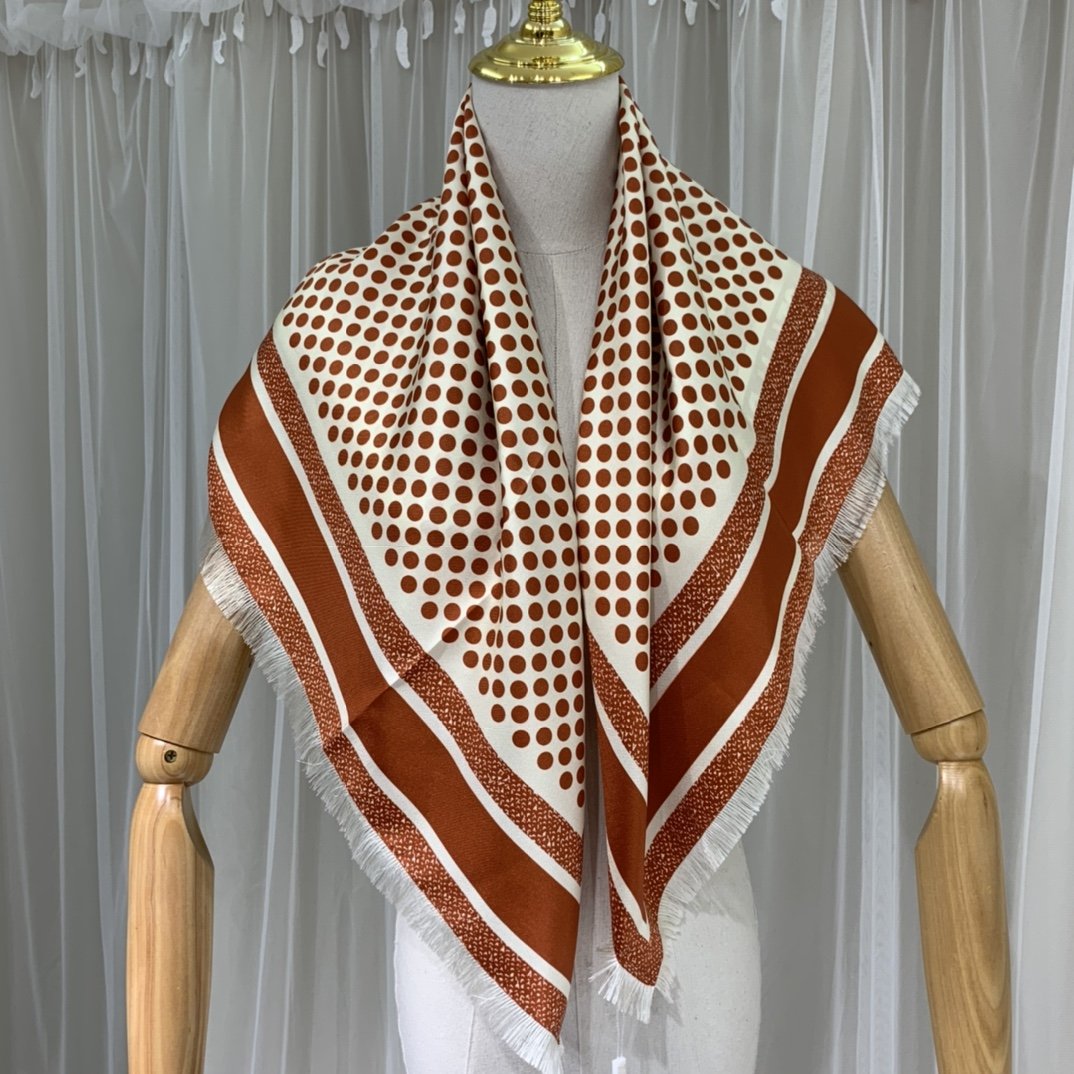 Dior D-Cannage 90 Square Scarf Brown 35in/90cm - Image 4