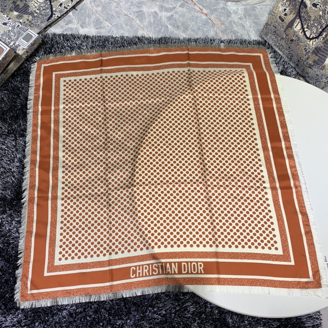 Dior D-Cannage 90 Square Scarf Brown 35in/90cm - Image 2