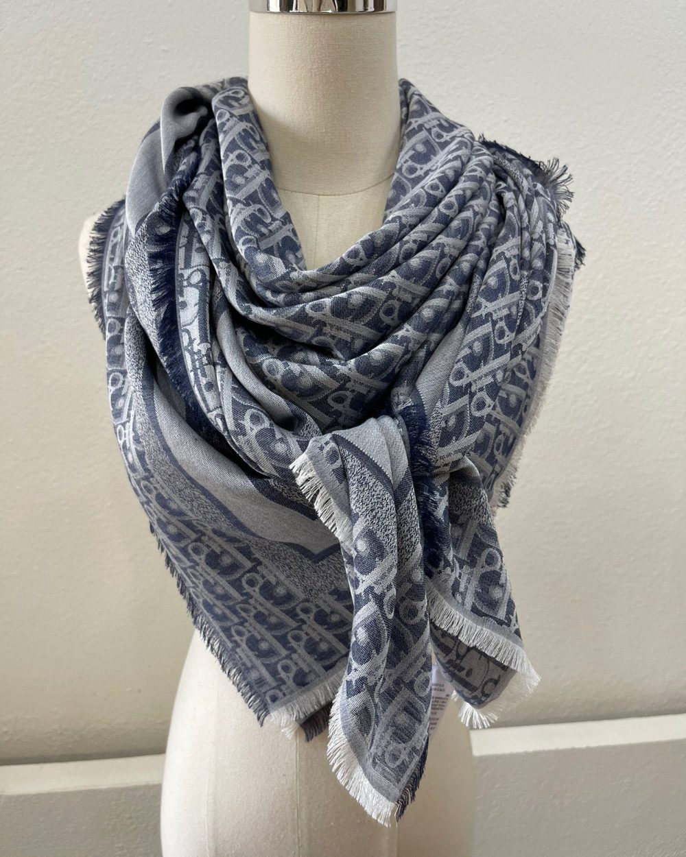 Dior D-Oblique Shawl Scarf Grey 140cm/55in 