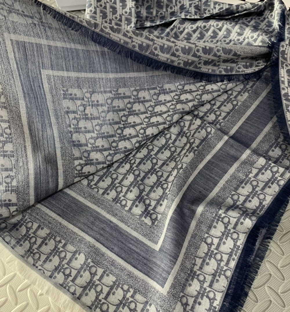 Dior D-Oblique Shawl Scarf Grey 140cm/55in 