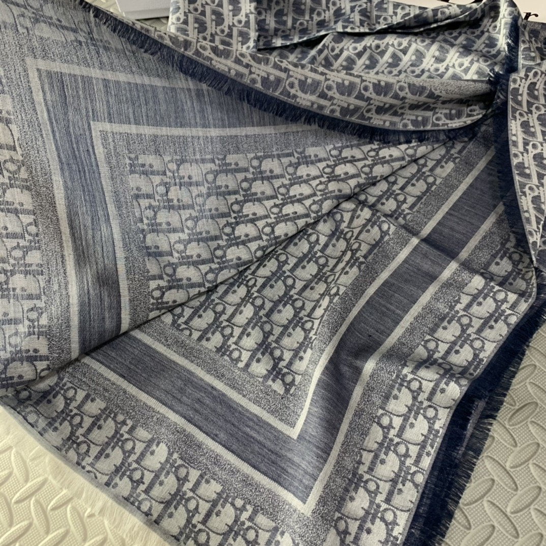 Dior D-Oblique Shawl Scarf Grey 140cm/55in - Image 6