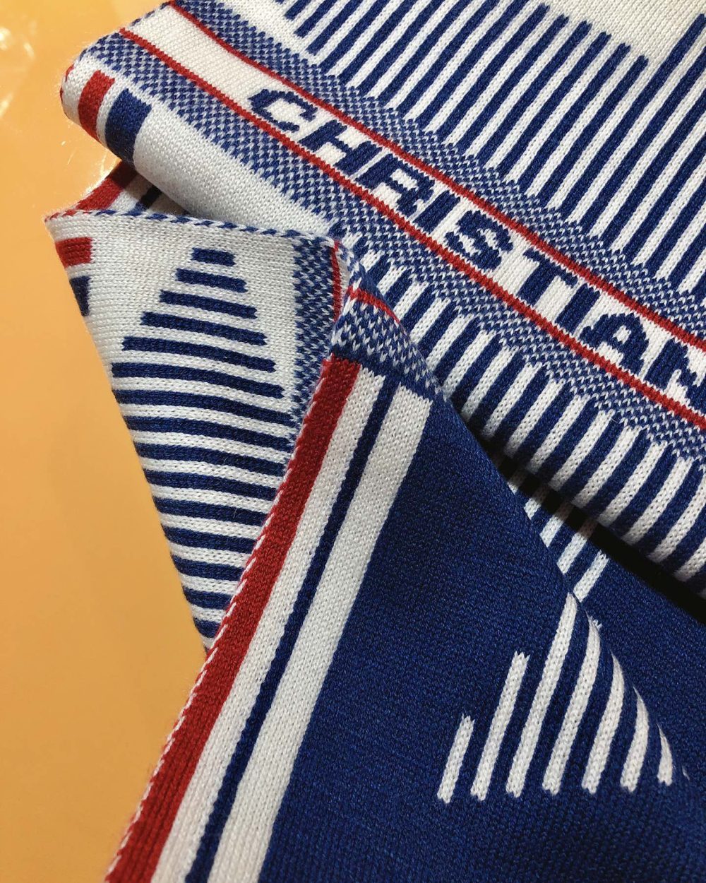 Dior Dioralps Reversible White/Blue Wool and Cashmere Scarf 200cm/79in 