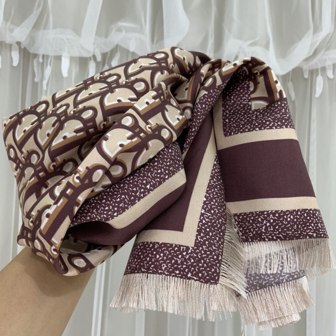 Dior Oblique 90 Square Scarf Brown 35in/90cm - Image 2