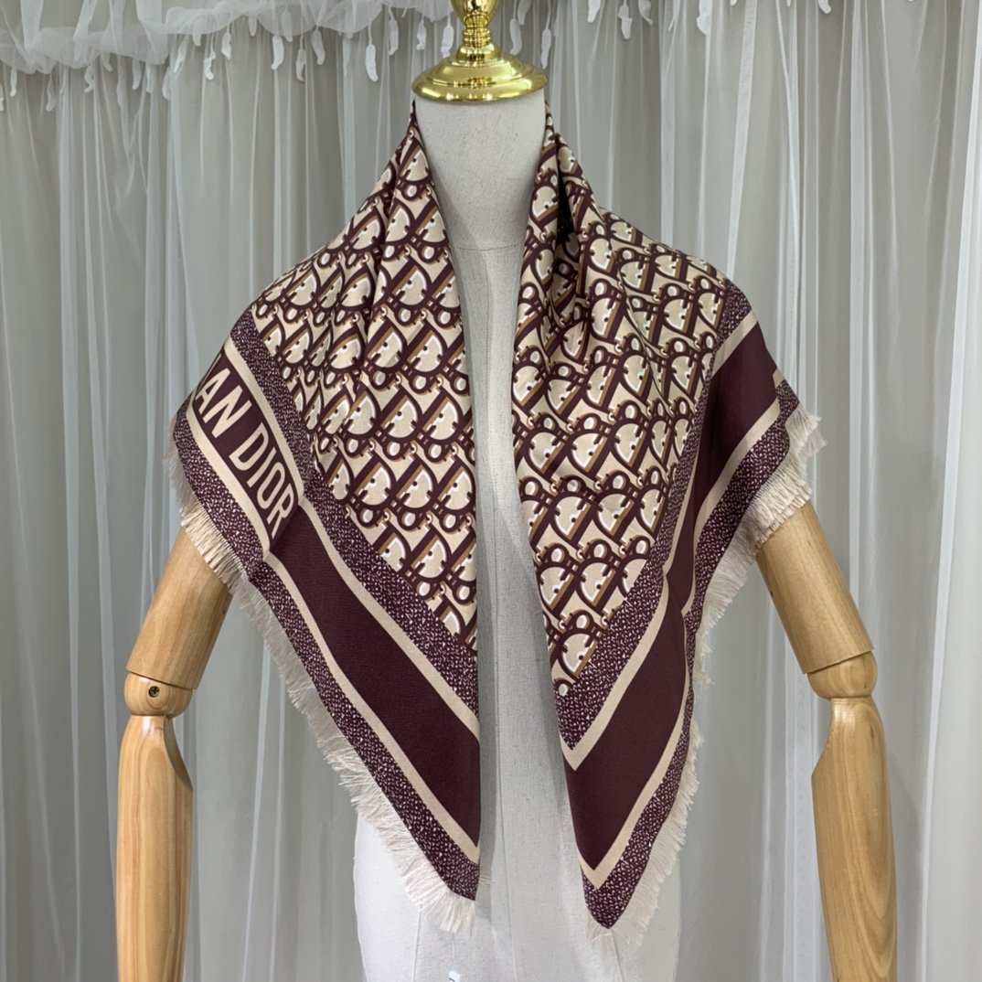 Dior Oblique 90 Square Scarf Brown 35in/90cm