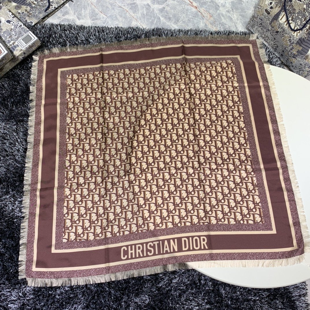 Dior Oblique 90 Square Scarf Brown 35in/90cm - Image 6
