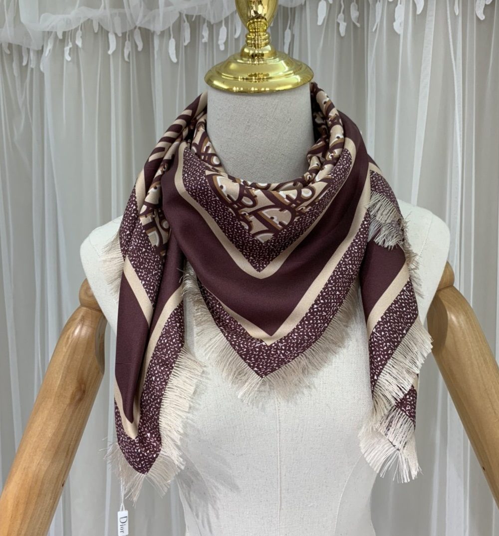 Dior Oblique 90 Square Scarf Brown 35in/90cm