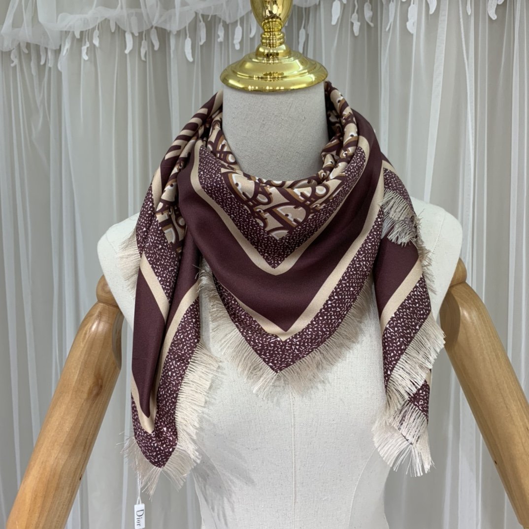 Dior Oblique 90 Square Scarf Brown 35in/90cm - Image 7