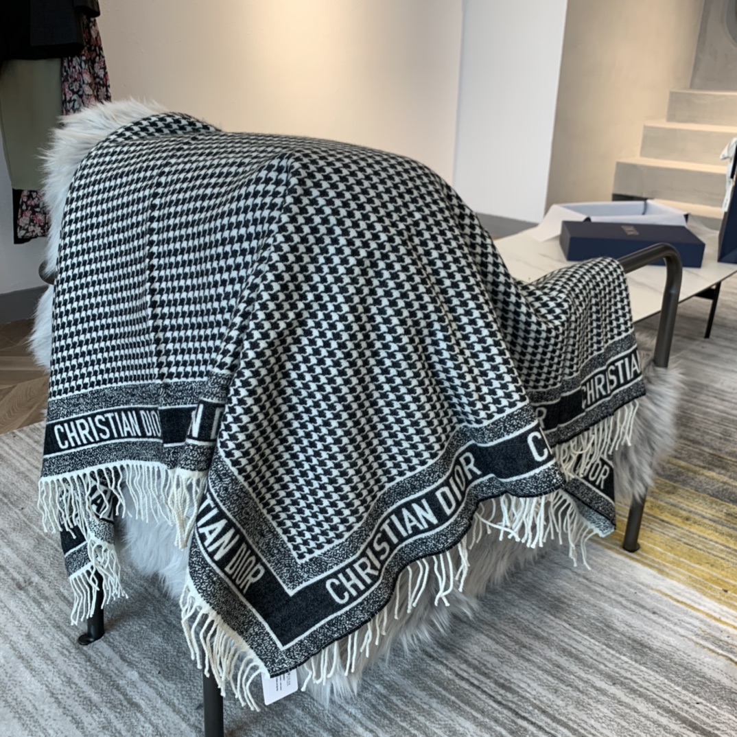 Dior Oblique Blanket Scarf Grey 55in/140cm