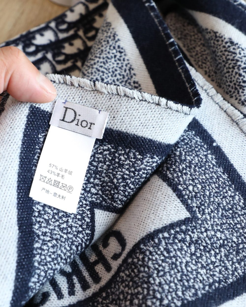 Dior Oblique Diortwin Square Dark Blue Silk Twill Scarf 150cm/71in