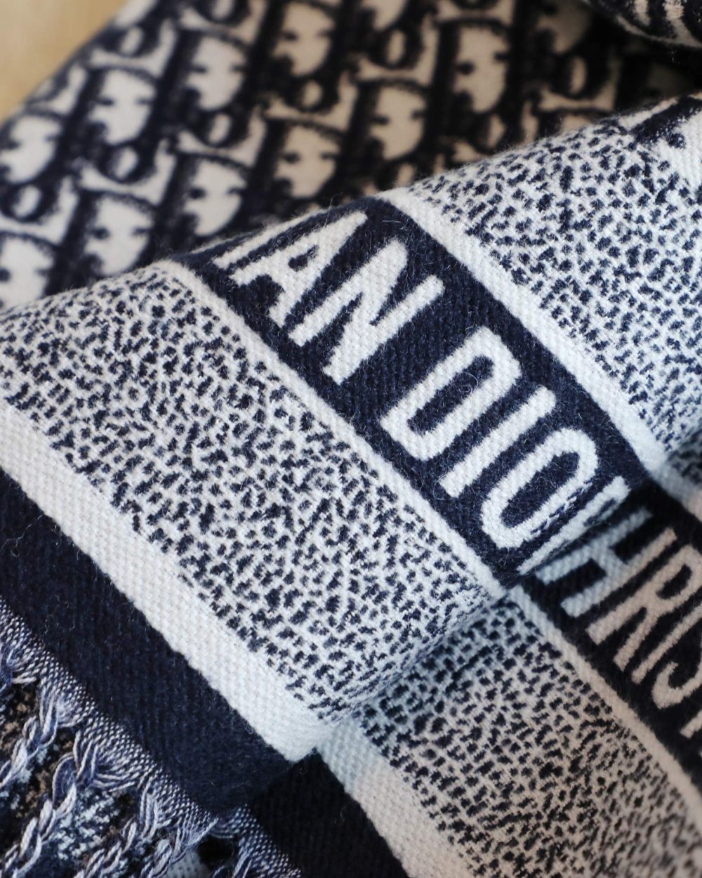 Dior Oblique Diortwin Square Dark Blue Silk Twill Scarf 150cm/71in