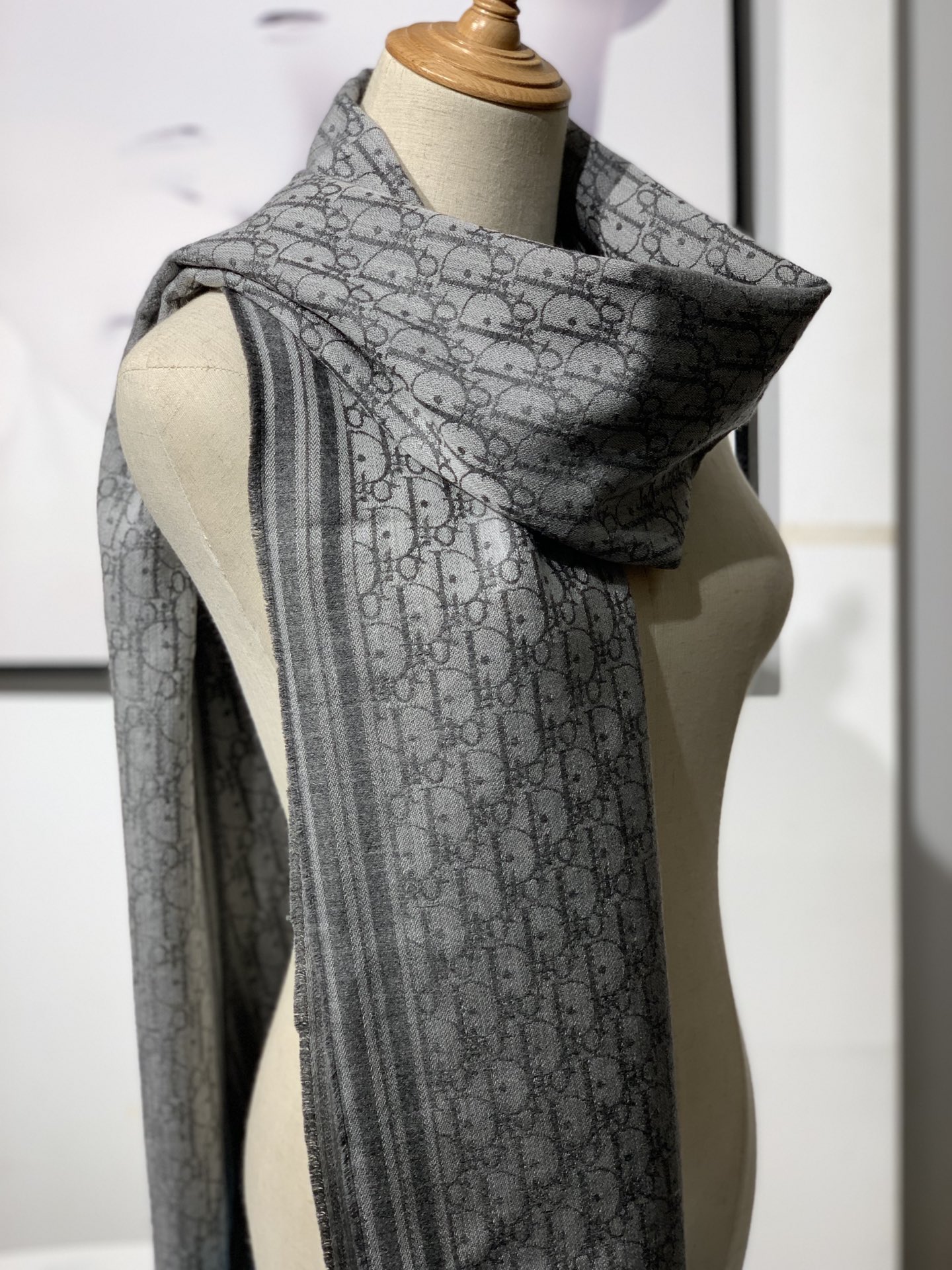 Dior Oblique Scarf Grey 79in/200cm