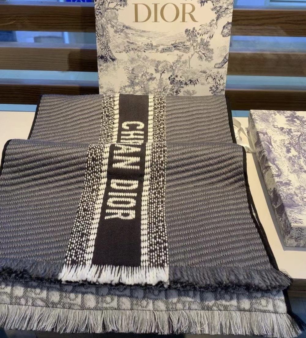 Dior Oblique University Reversible Scarf Grey 79in/200cm